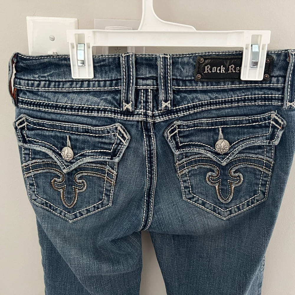 Rock Revival Debbie Boot Denim Embroidered Women Jeans Size 28 x  28